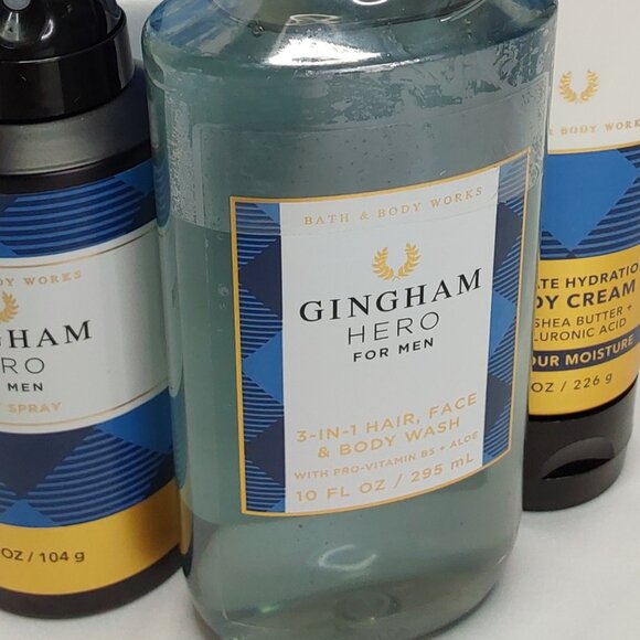 BATH & BODY WORKS 'GINGHAM HERO' 3-PIECE GIFT SET BODY WASH, LOTION & SPRAY MIS - Picture 9 of 16